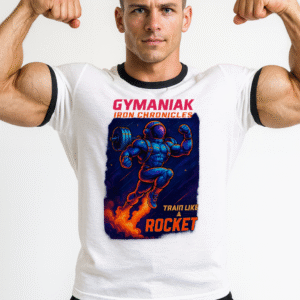 GYMANIAK Iron Chronicles Train Like a Rocket Ringer Tee
