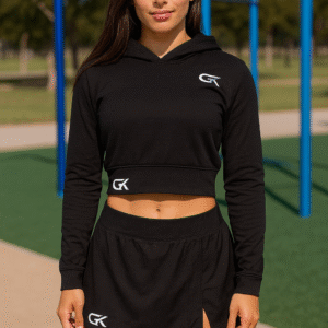 3 piece set GYMANIAK SIZE LARGE WOMENS Crop Hoodie T-shirt Skirt