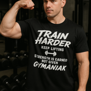 TRAIN HARDER GYMANIAK QUICK DRYING SHIRT SIZE LARGE
