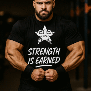 GYMANIAK Power Tee 100% Cotton "Strength Is Earned"